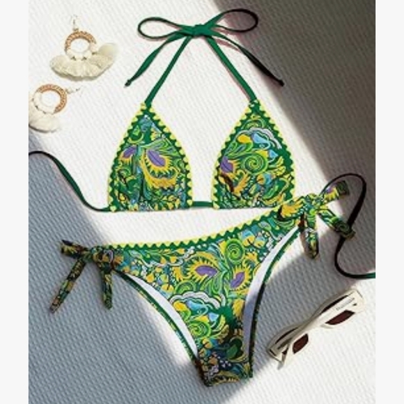 Other - Green Paisley Bikini Set
